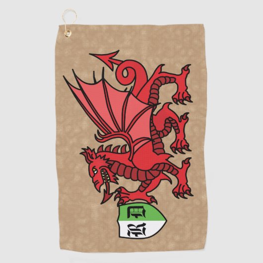Welsh Dragon Custom Monogram Golfhandtuch (Vorderseite)