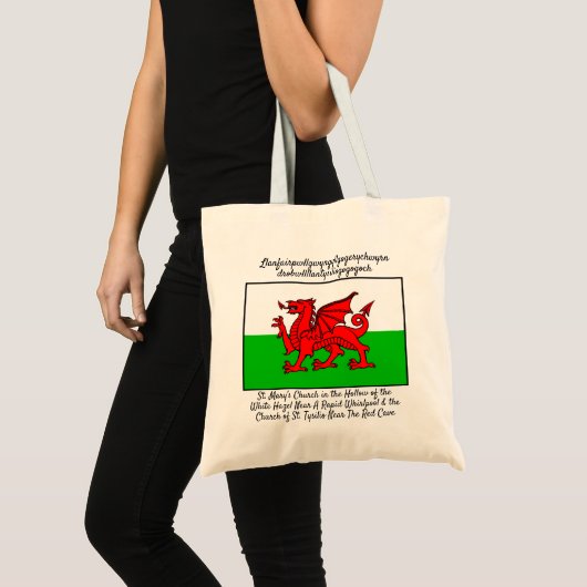 Welsh Dragon Flag Llanfairpwllgwyngyll Tragetasche (Vorderseite (Produkt))