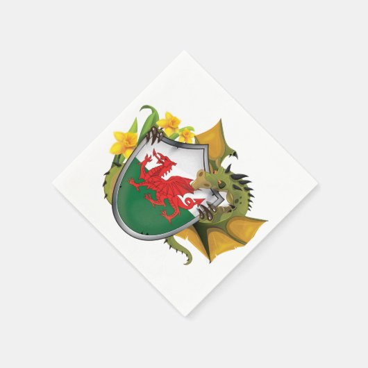 Welsh Dragon Flag Serviette (Ecke)