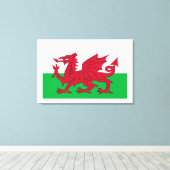 Welsh Dragon ~ Flag Wales Canvas Print Leinwanddruck (Insitu (Holzboden))