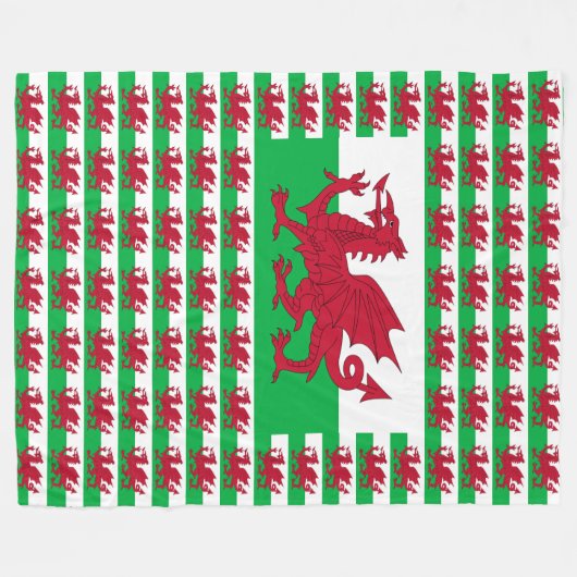 Welsh Dragon ~ Flag Wales Fleecedecke (Vorderseite (Horizontal))