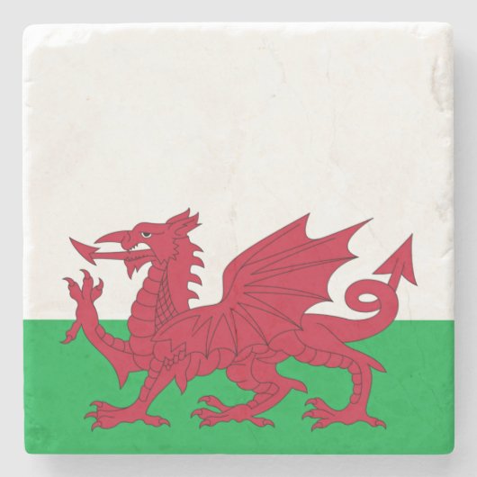 Welsh Dragon ~ Flag Wales Steinuntersetzer (Vorderseite)