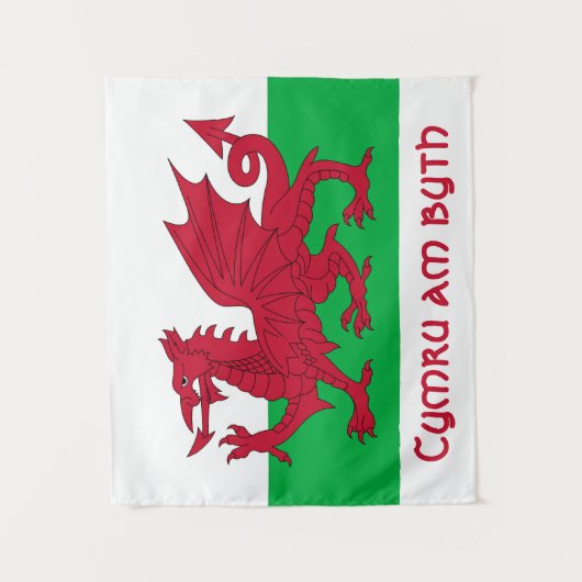 Welsh Dragon ~ Flag Wales Wandteppich (Vorderseite)