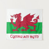 Welsh Dragon ~ Flag Wales Wandteppich (Vorderseite (Horizontal))