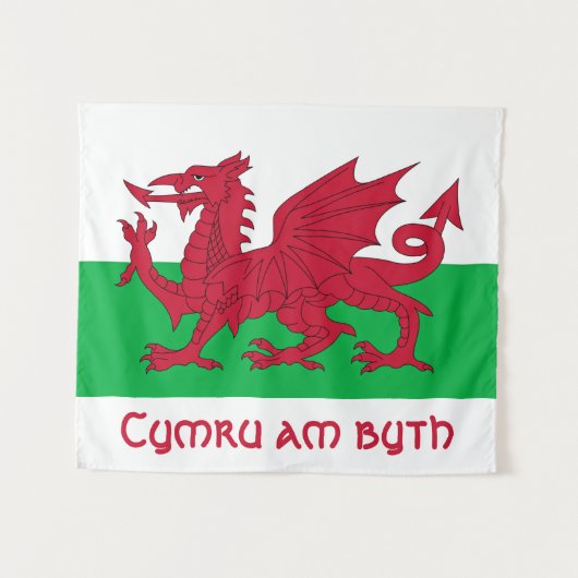 Welsh Dragon ~ Flag Wales Wandteppich (Vorderseite (Horizontal))