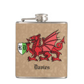 Welsh Dragon Individuelle Name und Monogram Flachmann (Vorderseite)