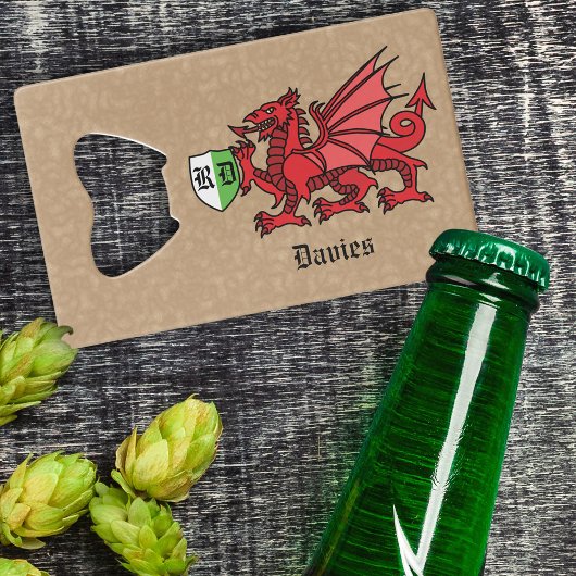 Welsh Dragon Individuelle Name und Monogram Geldbeutel Flaschenöffner