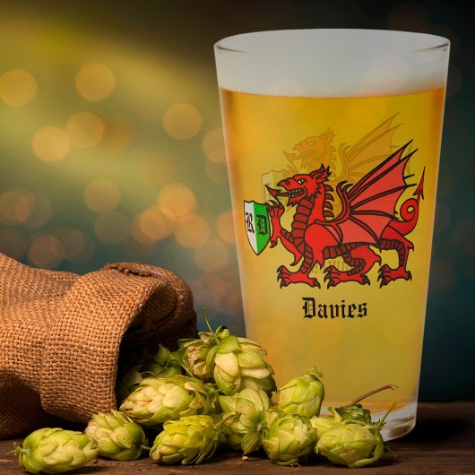 Welsh Dragon Individuelle Name und Monogram Glas