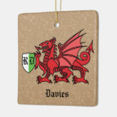 Welsh Dragon Individuelle Name und Monogram Keramikornament (Links)