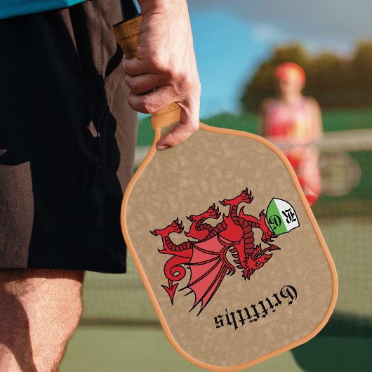 Welsh Dragon Individuelle Name und Monogram Pickleball Schläger