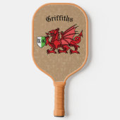 Welsh Dragon Individuelle Name und Monogram Pickleball Schläger (Rückseite)