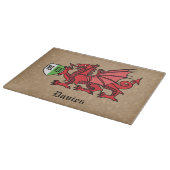 Welsh Dragon Individuelle Name und Monogram Schneidebrett (Ecke)