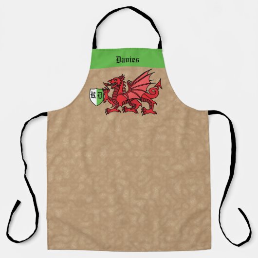 Welsh Dragon Individuelle Name und Monogram Schürze (Vorderseite)