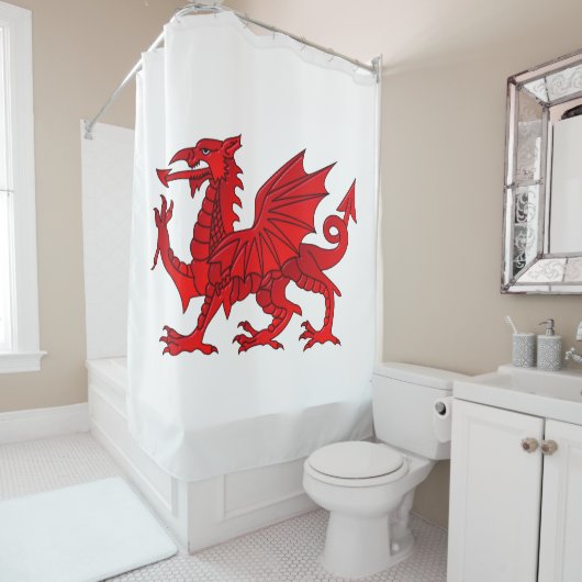Welsh Dragon mit Kegeleffekt Duschvorhang (Beispiel)