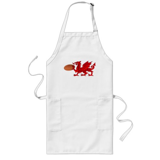 Welsh Dragon mit Rugby Ball Kitchen Schürze (Vorne)