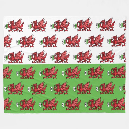 Welsh Dragon Monogram Fleecedecke (Vorderseite (Horizontal))