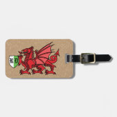 Welsh Dragon Monogram Gepäcktag Gepäckanhänger (Vorderseite horizontal)