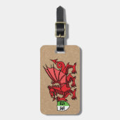 Welsh Dragon Monogram Gepäcktag Gepäckanhänger (Vorderseite vertikal)