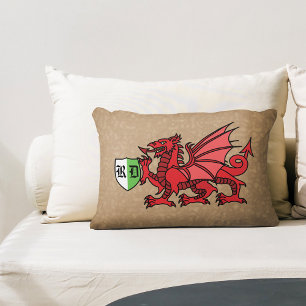 Welsh Dragon Monogram Kissen Für Draußen