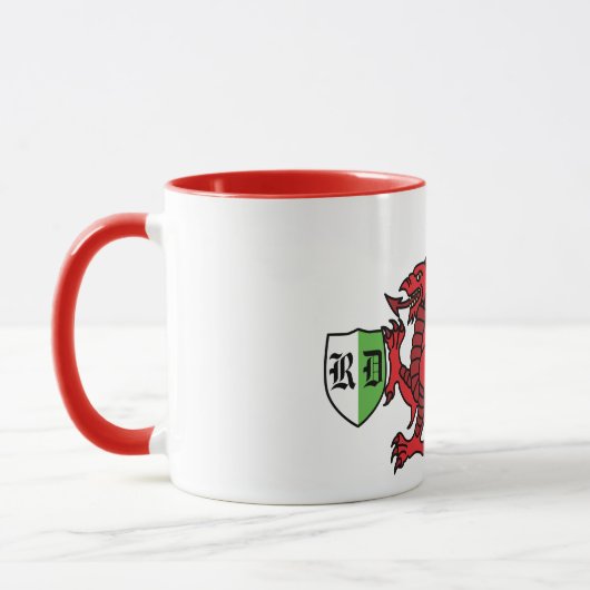 Welsh Dragon Monogram Tasse (Links)