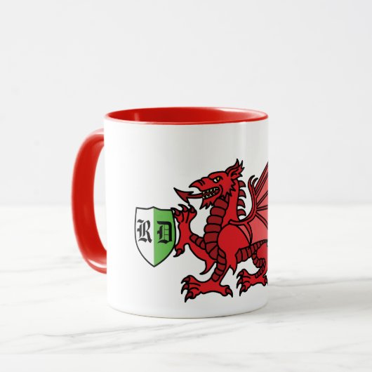 Welsh Dragon Monogram Tasse (Vorderseite Links)