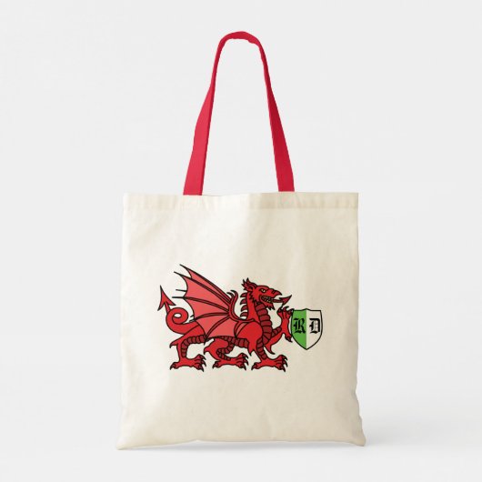 Welsh Dragon Monogram Tragetasche (Rückseite)