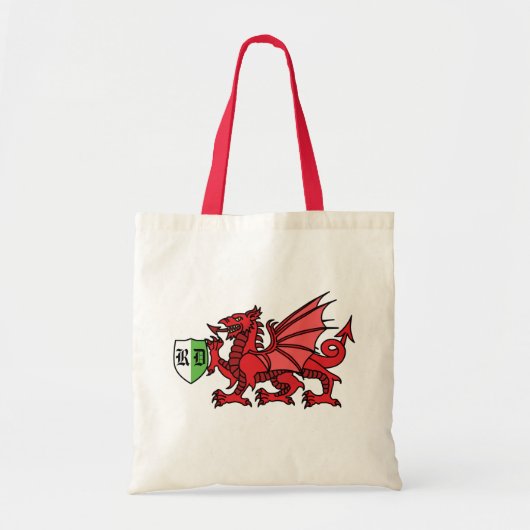 Welsh Dragon Monogram Tragetasche (Vorne)