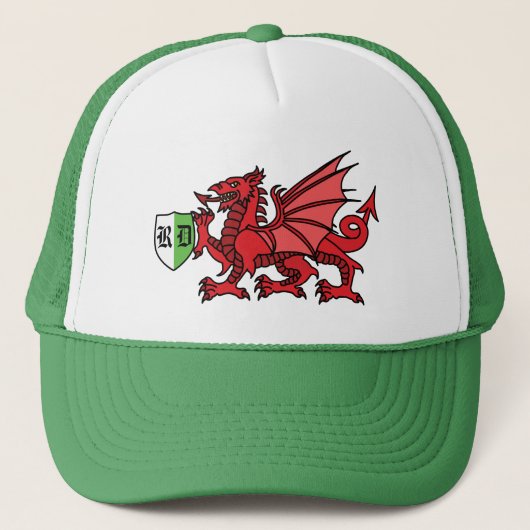 Welsh Dragon Monogram Truckerkappe (Vorderseite)