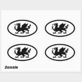 Welsh Dragon Ovaler Aufkleber (Blatt)