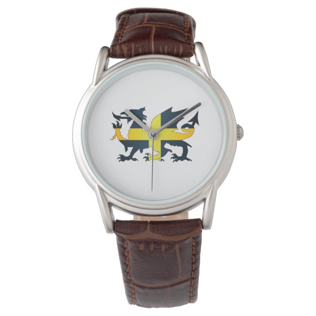 Welsh Dragon Saint David Flag Armbanduhr (Vorderseite)