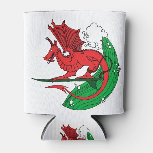 Welsh Dragon Surfing Dosenkühler (Vorderseite)