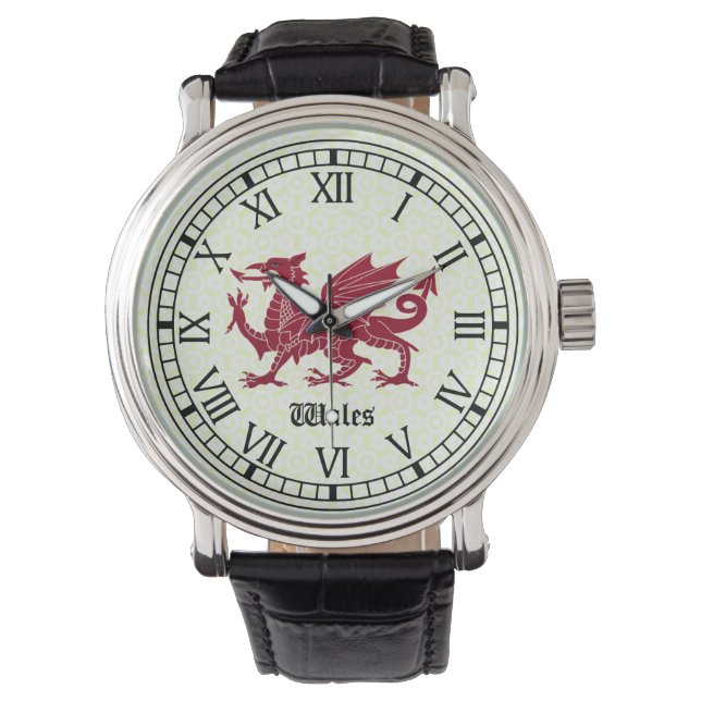 Welsh Dragon Watch - Roman Numerals Armbanduhr (Vorderseite)