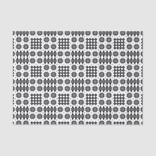 Welsh Faux Tapestry Black and White Tissue Paper Seidenpapier (Vorderseite)