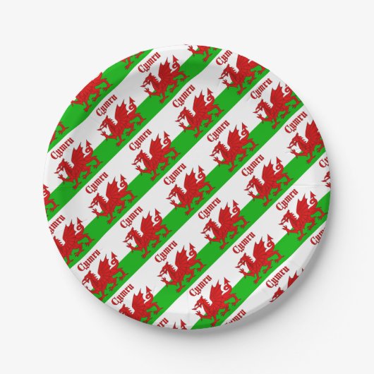 Welsh Flag Cymru Pappteller (Vorderseite)