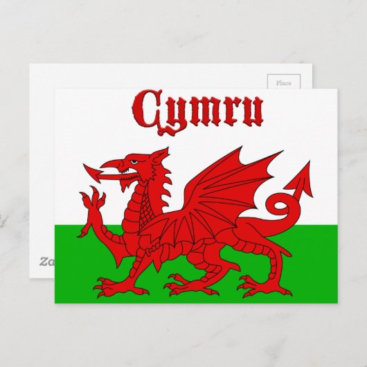 Welsh Flag Cymru Postkarte (Vorne/Hinten)