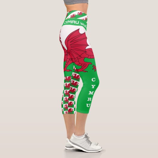Welsh Flag, Dragon & Wales Modepatrioten /sport Capri Leggings (Rechts)