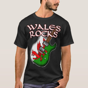 Welsh Flag Electric Guitar Wales Rocks Gitarrist14 T-Shirt
