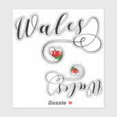 Welsh Flag Herz, Wales Sticker (Blatt)