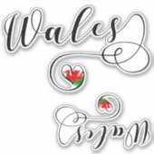 Welsh Flag Herz, Wales Sticker (Vorderseite)