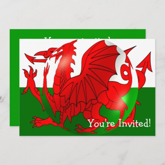 Welsh Flag Jeder Fall Einladung (Vorne/Hinten)