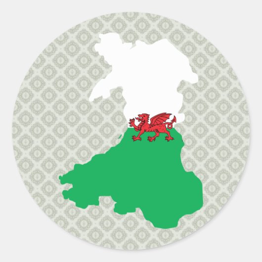 Welsh Flag Map Größe Runder Aufkleber (Vorderseite)