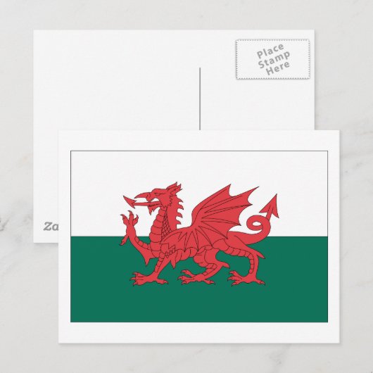 Welsh Flag Postkarte (Vorne/Hinten)