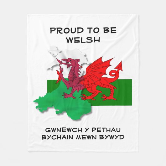Welsh FLAG WALES Red Dragon St David Quote Fleecedecke (Vorderseite)