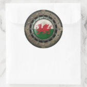 Welsh-Flaggendiskette für Industriestahl Graphic Runder Aufkleber (Tasche)
