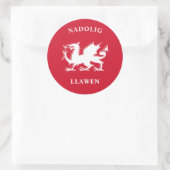 Welsh frohe Weihnachten Simple Celtic Nadolig Llaw Runder Aufkleber (Tasche)
