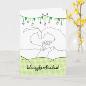 Welsh gratuliert New Baby Hand Heart Karte (Gelbe Blume)