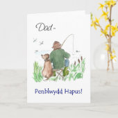 Welsh Greeting Birthday Card for a Man: Fishing Karte (Gelbe Blume)