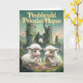 Welsh Happy Anniversary Card Karte (Gelbe Blume)