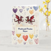 Welsh Happy Anniversary Card Karte (Gelbe Blume)