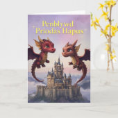 Welsh Happy Anniversary Card Karte (Gelbe Blume)